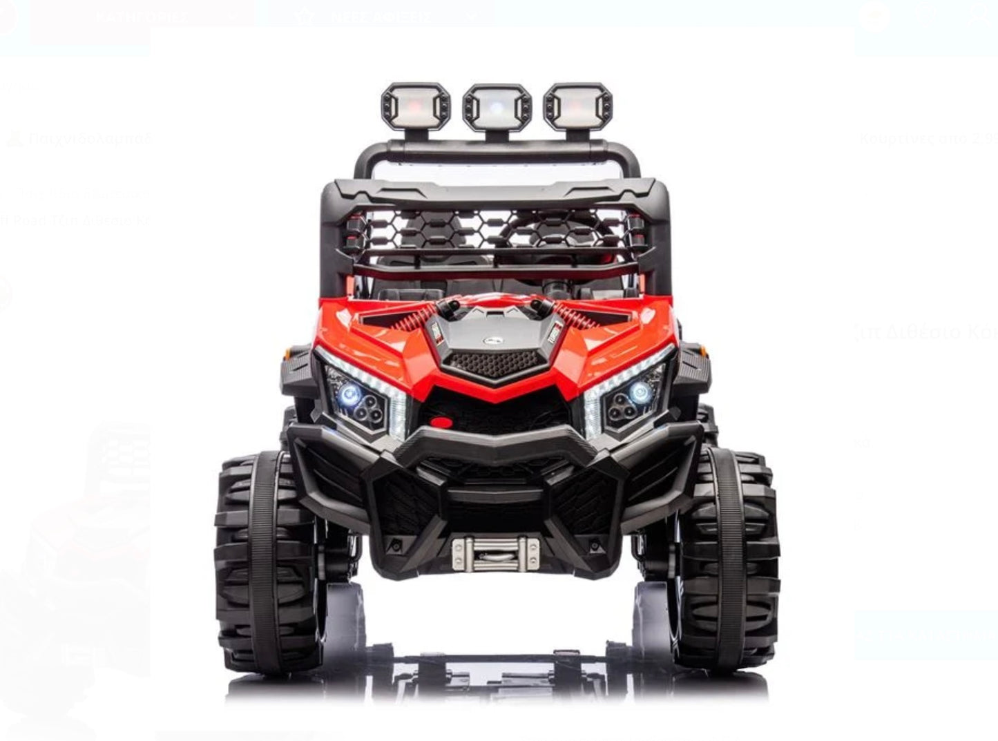 Ηλεκτροκίνητο Όχημα Off Road Τζιπ Διθέσιο Κόκκινο με 3 Προβολείς 12V & Τηλεχειριστήριο