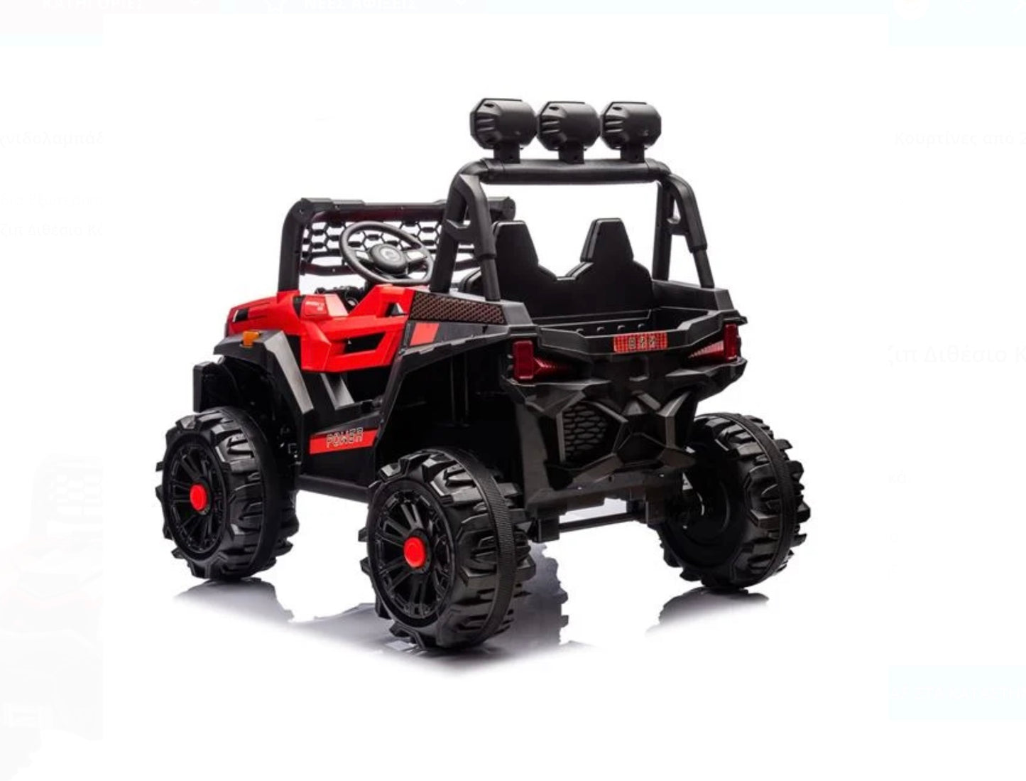 Ηλεκτροκίνητο Όχημα Off Road Τζιπ Διθέσιο Κόκκινο με 3 Προβολείς 12V & Τηλεχειριστήριο