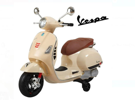 Ηλεκτροκίνητη Μηχανή VESPA 6V με Φως Μπεζ Καφέ
